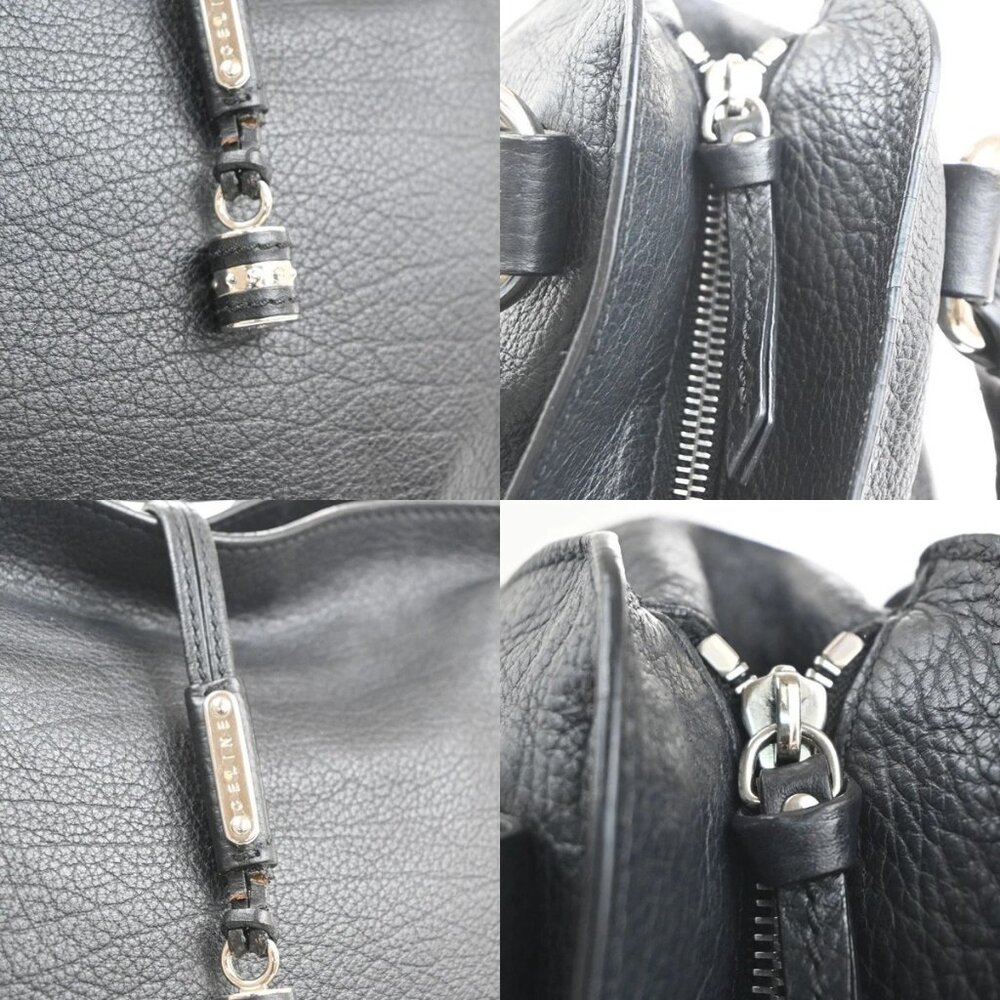 CELINE Logo Bittersweet Hobo Shoulder Tote Hand Bag Leather Black SHW 75RL829 - Picture 13 of 15
